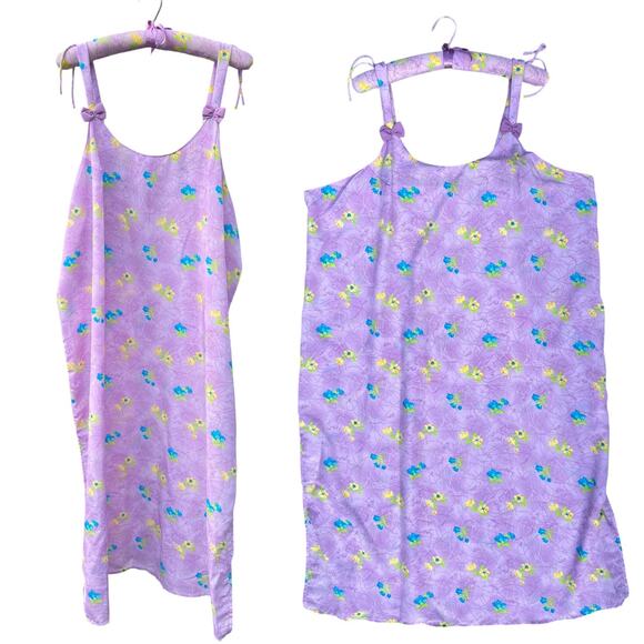 90s NWT Contessa Di Roma Lilac Floral Print Midi Slip Dress Robe Set 2X Plus - Picture 4 of 4